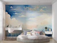 Celestial blue sky mural for wall decor

