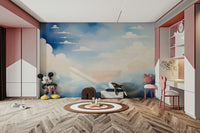 Serene blue sky mural for peaceful interiors

