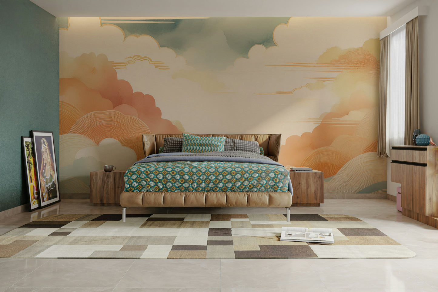 Serene Zen cloud mural for soothing wall decor

