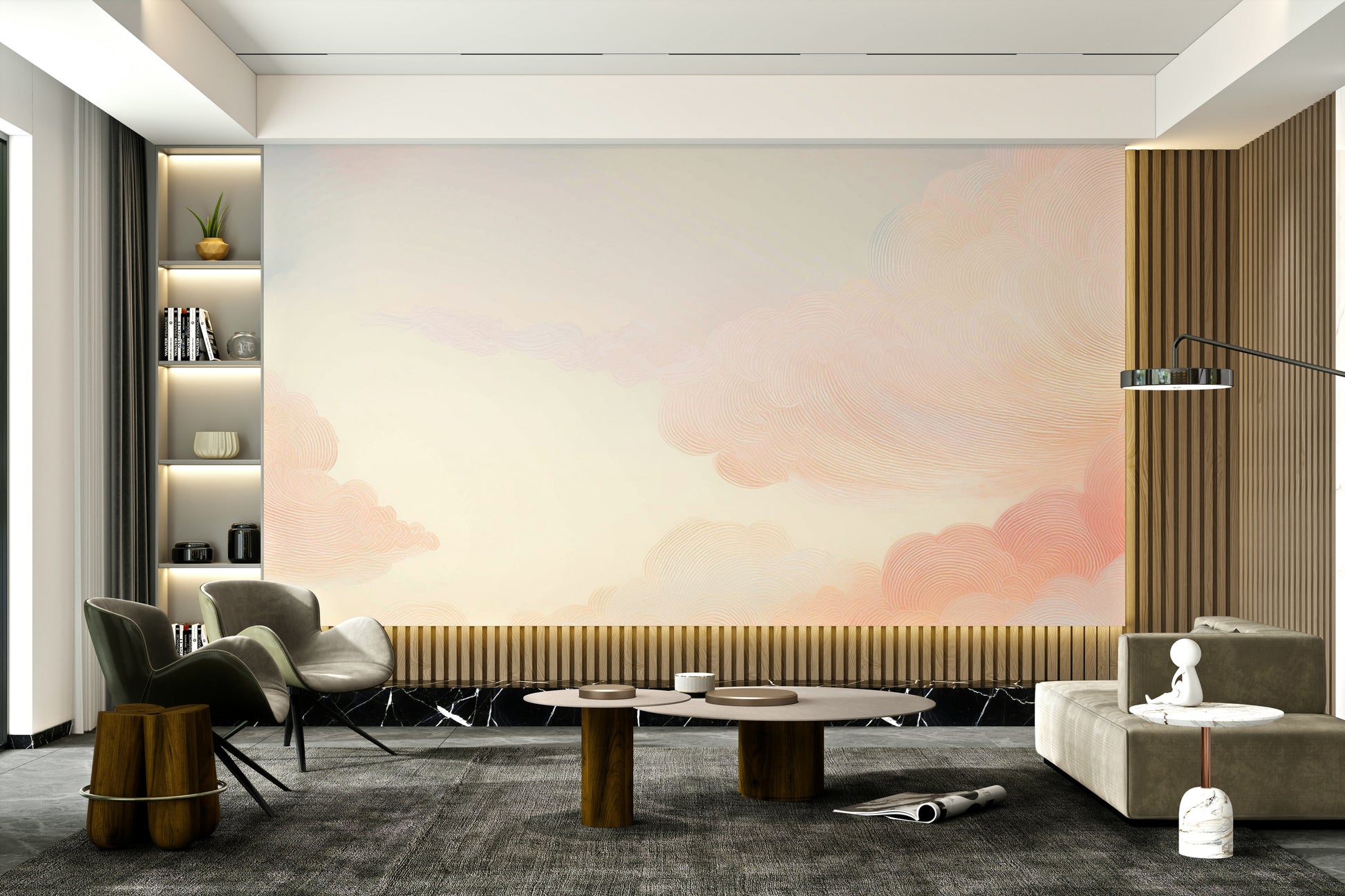 Peaceful cloud wallpaper for tranquil home spaces

