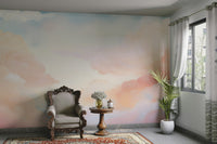 Soft sky mural perfect for meditation room decor

