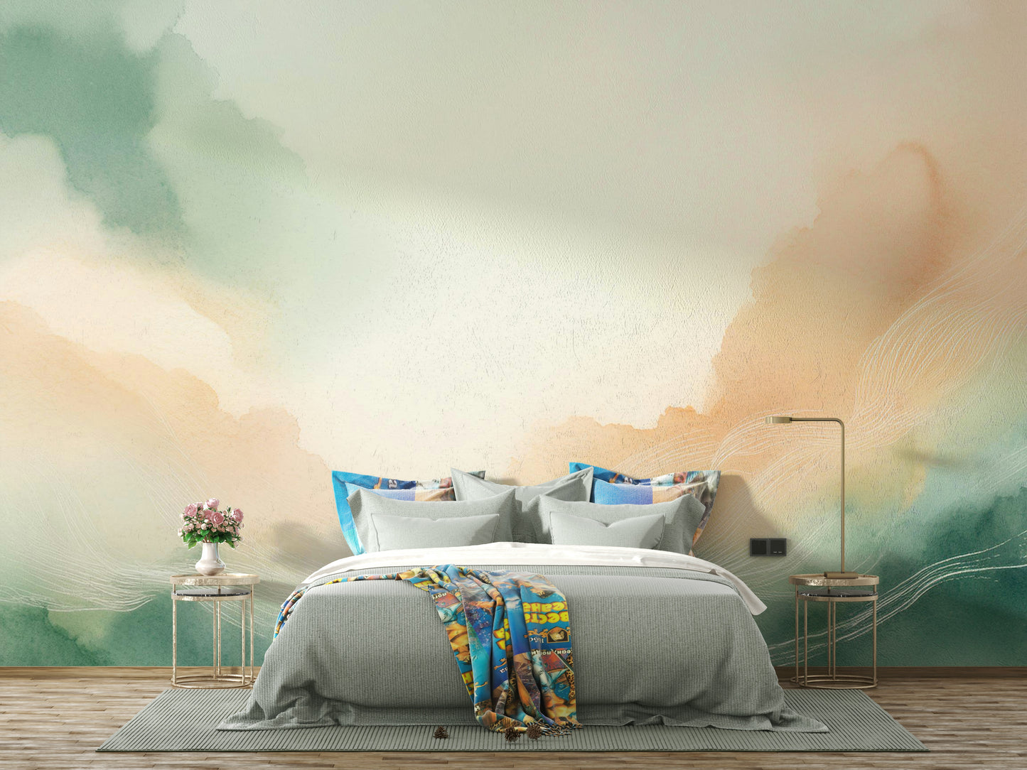 Soft sky dream mural perfect for bedroom walls

