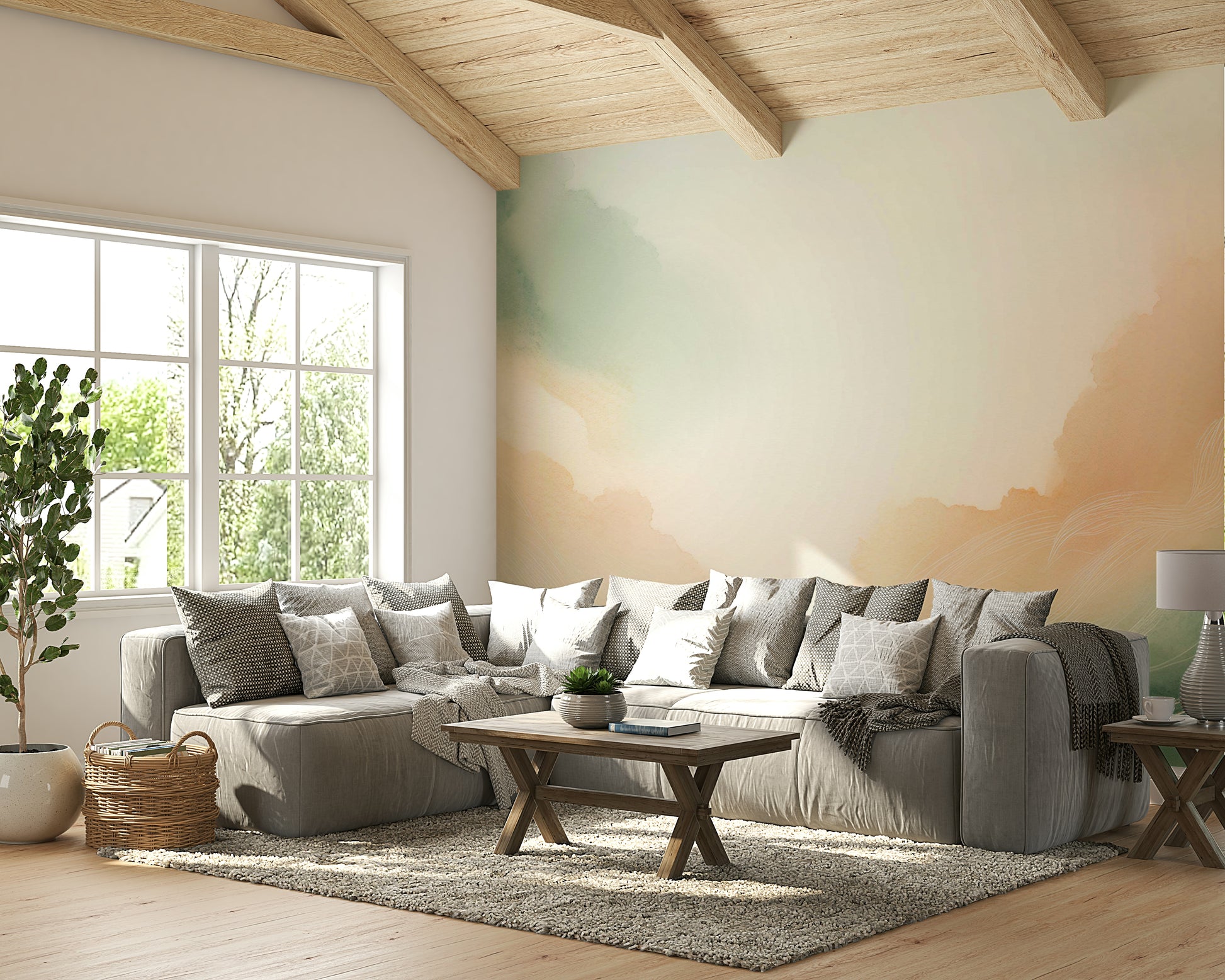 Soft Sky Dreamscape Mural for serene interiors

