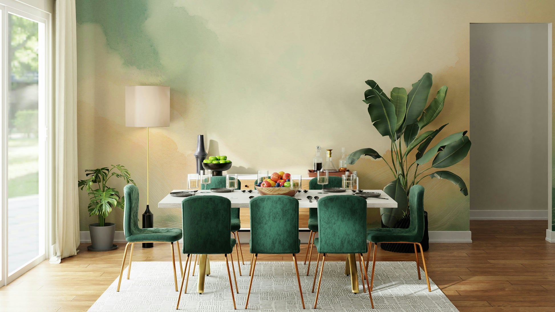 Soft sky wallpaper mural for a tranquil bedroom vibe

