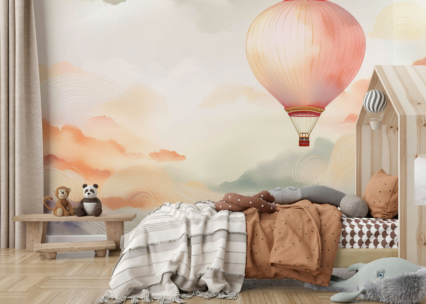 Whimsical Hot Air Balloon Wallpaper for Kids' Rooms

