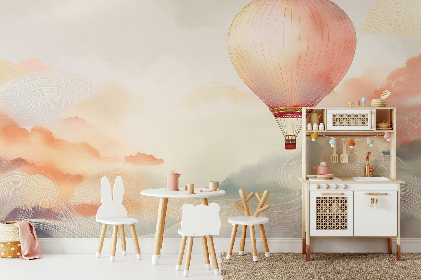 Soothing Balloon Ride Wall Mural for a Dreamy Ambiance

