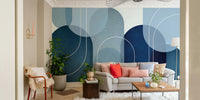 Tranquil Blue Tones Mid Century Mural for Walls

