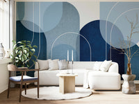 Blue Mid Century Mural for a Calming Home Decor

