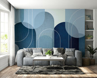 Mid Century Inspired Serene Blues Mural for Walls

