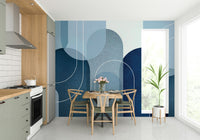 Modern Blue Wall Mural with Mid Century Design

