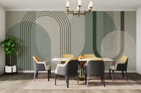 Stylish Mid Century Forest Green Wall Mural Art

