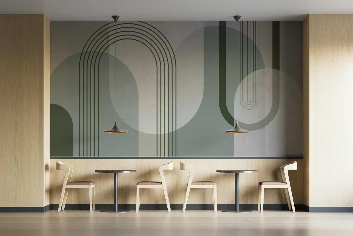 Forest Green Mid Century Mural for Modern Interiors


