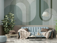 Vibrant Mid Century Forest Green Mural for Walls


