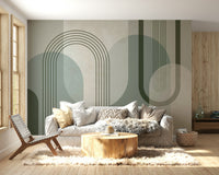 Classic Mid Century Forest Green Mural Accent Wall

