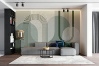 Elegant Forest Green Mural in Mid Century Style

