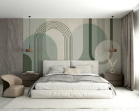 Mid Century Forest Green Mural for Bedroom Walls

