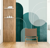 Bold modern teal arches wallpaper for trendy spaces

