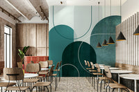 Trendy teal arches wallpaper mural for a fresh look.

