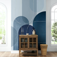 Sophisticated Blue Linen Mid Century Wallpaper

