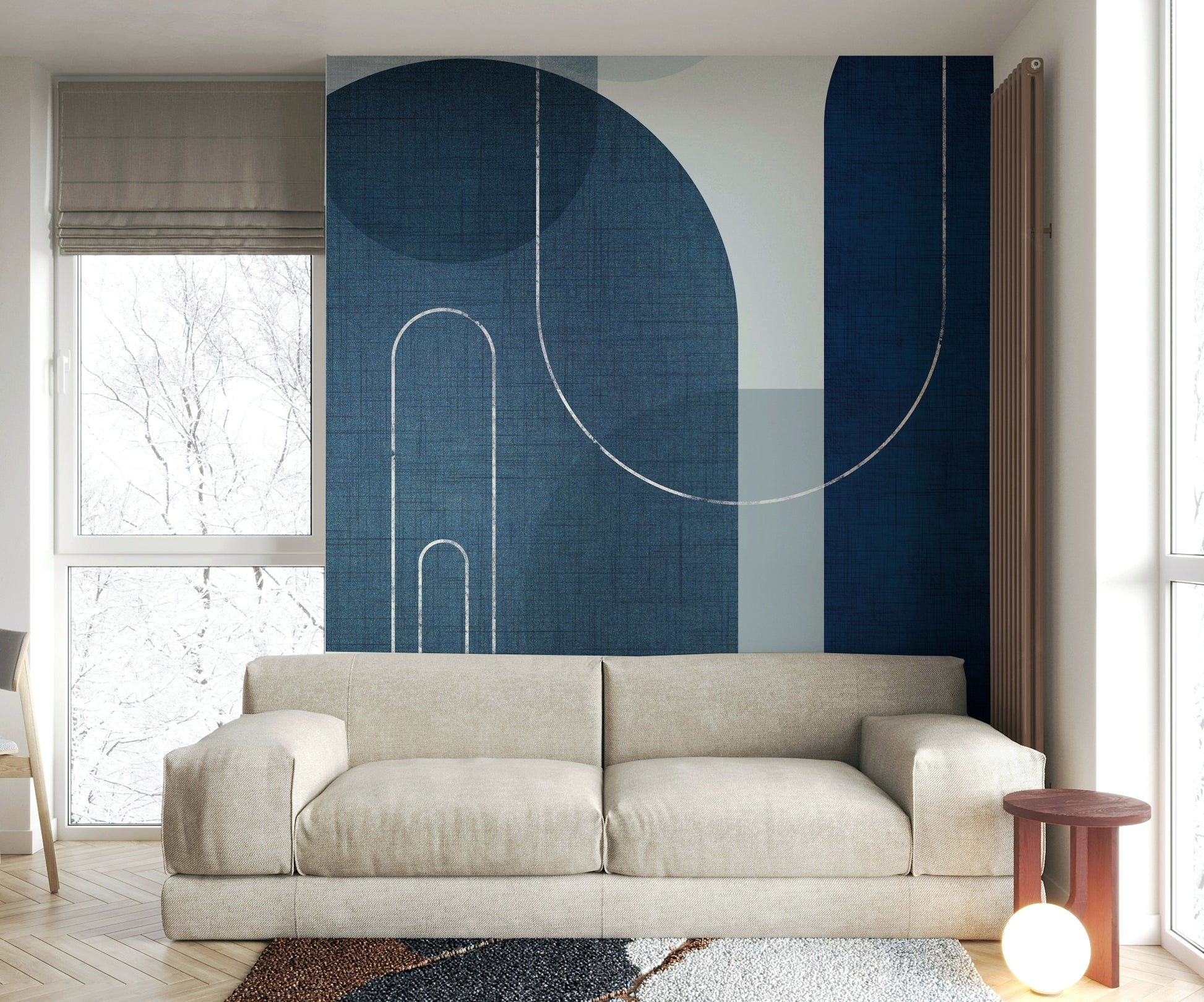 Modern Blue Linen Wall Mural for Sophisticated Walls

