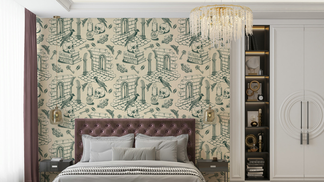 Sophisticated Toile de Jouy Ivy Green Wallpaper Style

