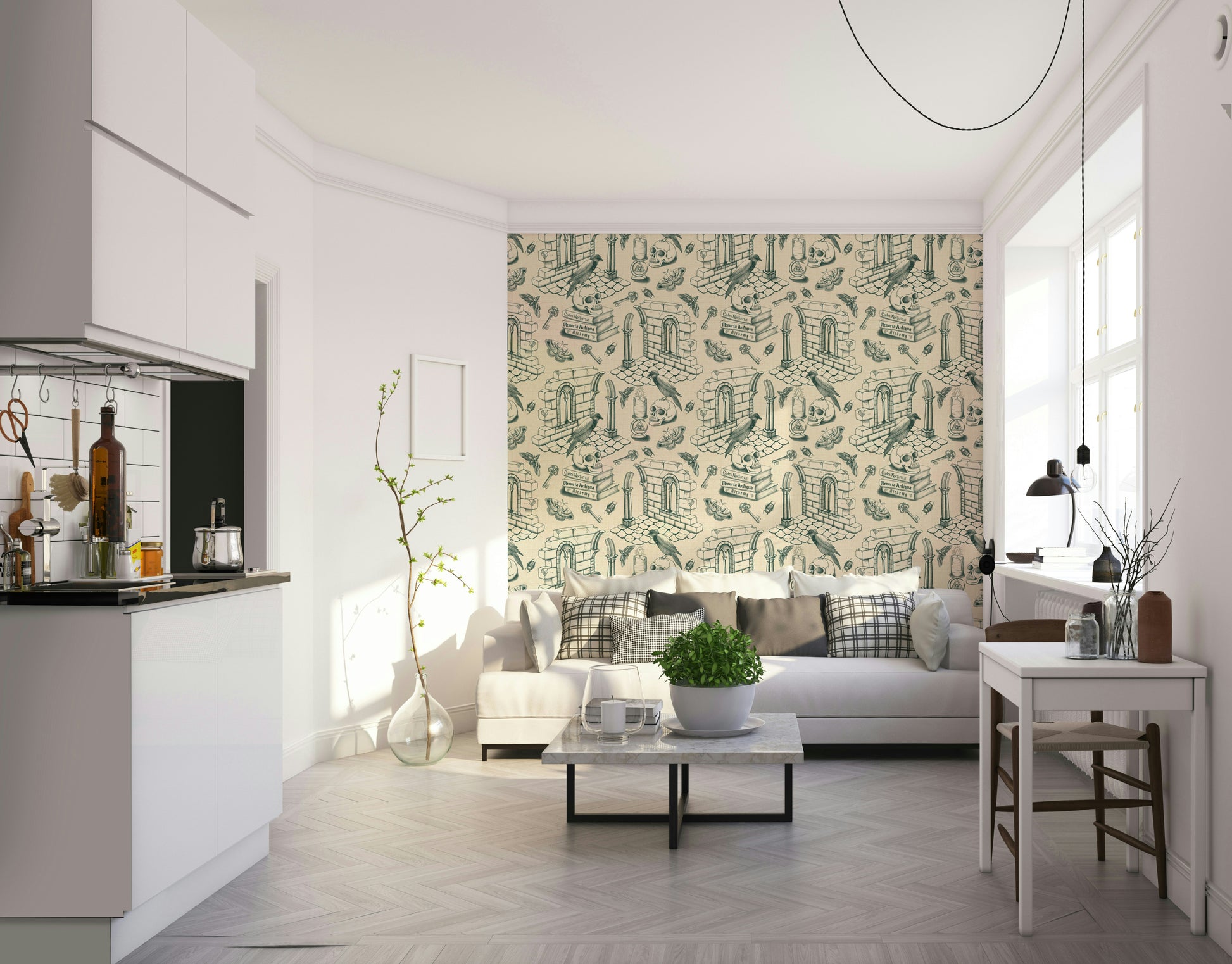 Elegant Dark Academia Ivy Green Wallpaper for Walls

