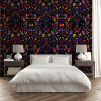 Spring-inspired mural with glowing florals and lush greenery.

