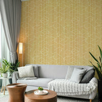 Elegant line art on honey-toned wallpaper


