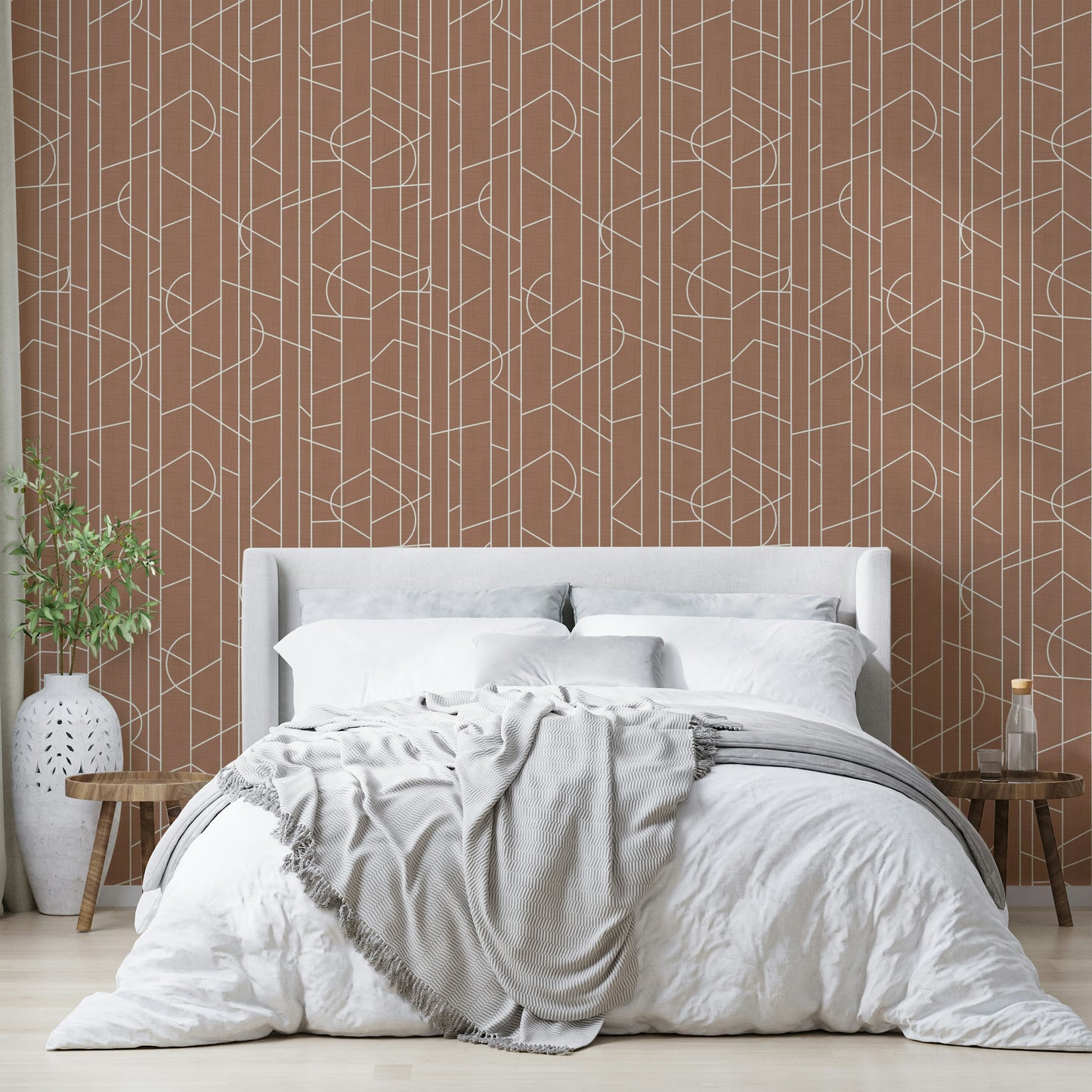 Contemporary wallpaper with abstract linework design

