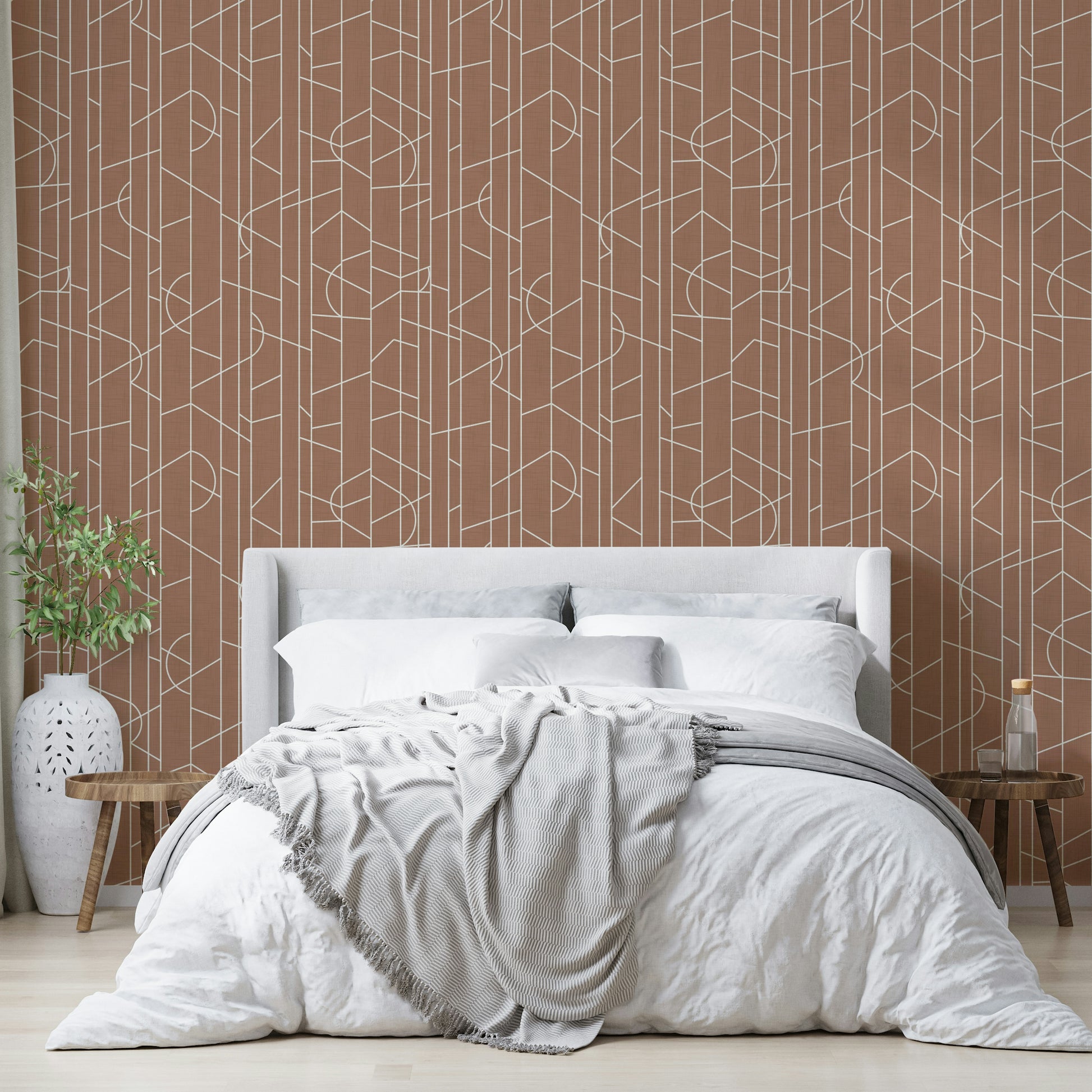 Contemporary wallpaper with abstract linework design

