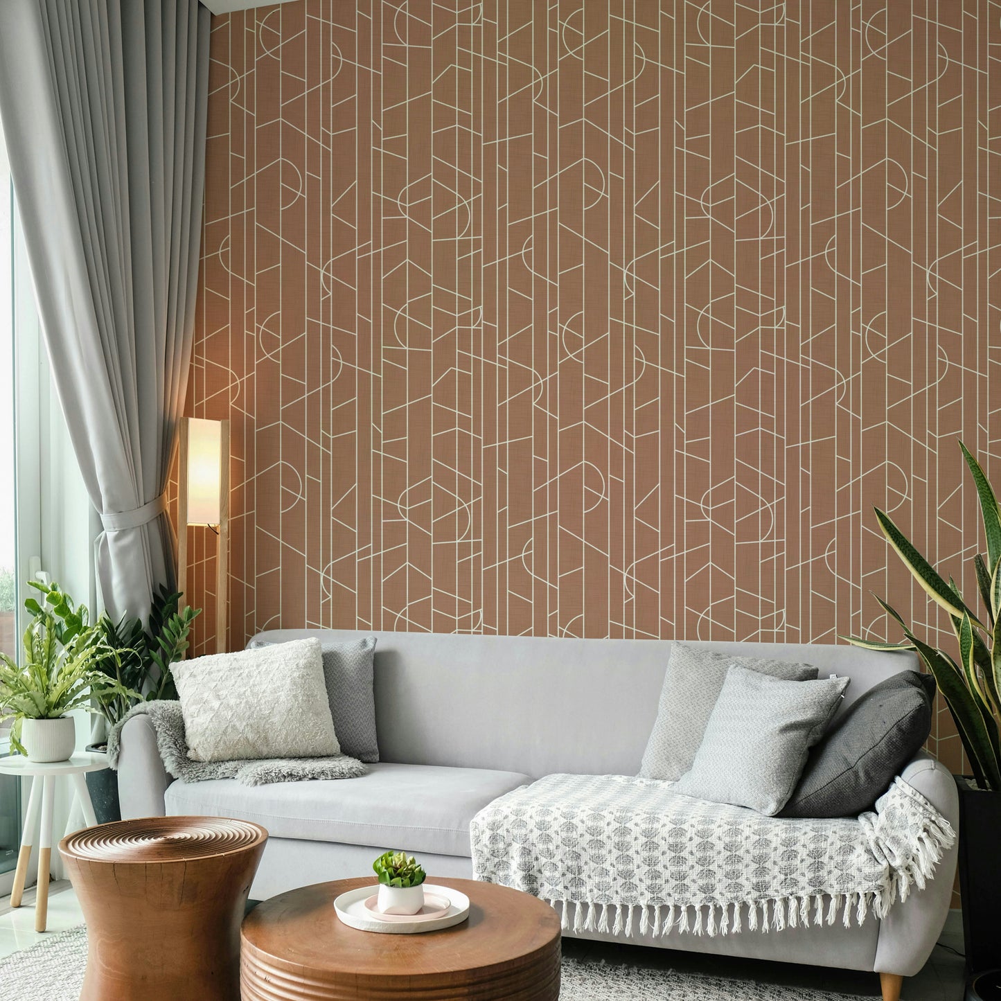 Sophisticated mocha wallpaper with canvas finish

