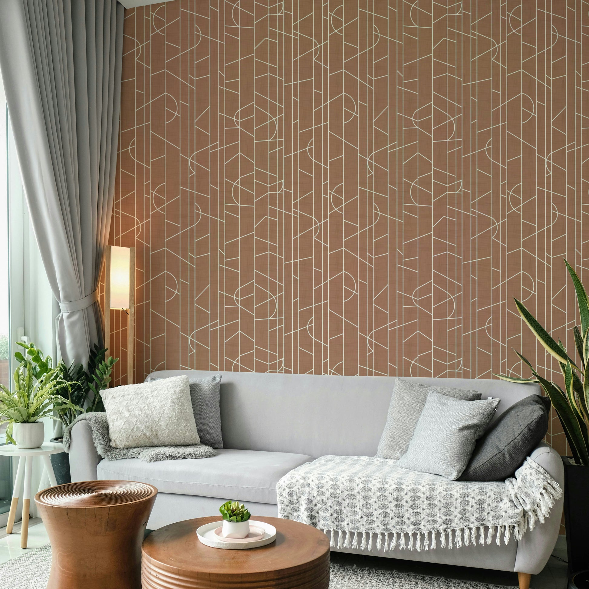Sophisticated mocha wallpaper with canvas finish

