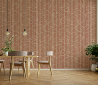 Linear patterned wallpaper in elegant mocha hues

