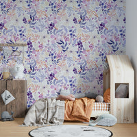 Watercolor floral mural in calming pastel shades

