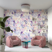 Serene bloom mural with hand-painted watercolor effect

