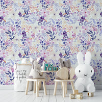 Pastel flower mural with serene watercolor strokes

