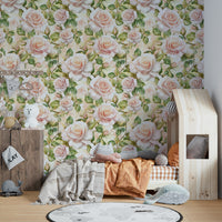 Classic rose-patterned wallpaper for walls.

