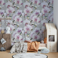 Elegant orchid wallpaper for luxury interiors.

