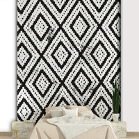 Artistic mosaic mural in modern monochrome palette

