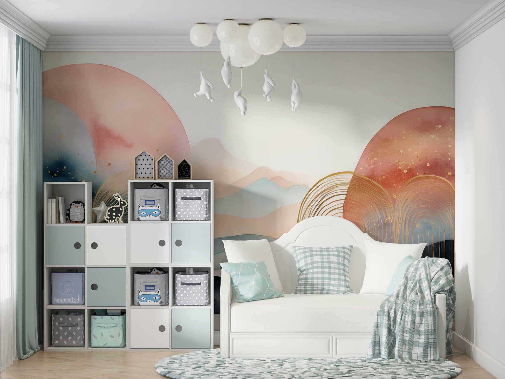 Dreamy Boho Wall Mural for Kids' Bedroom Decor

