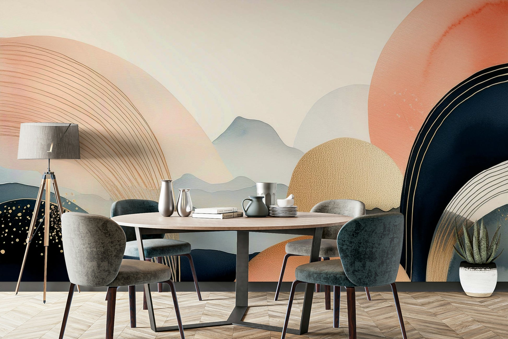 Soothing Boho Skyscape Mural for Peaceful Bedrooms

