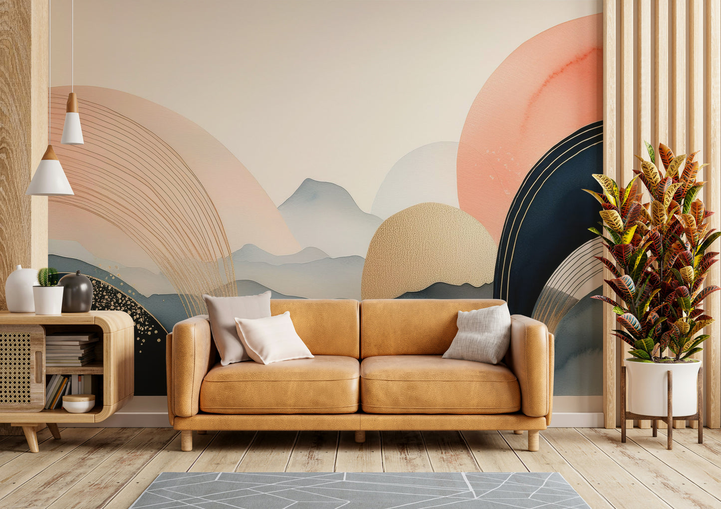 Dreamy Skyscape Mural in Boho Style for Kids’ Walls

