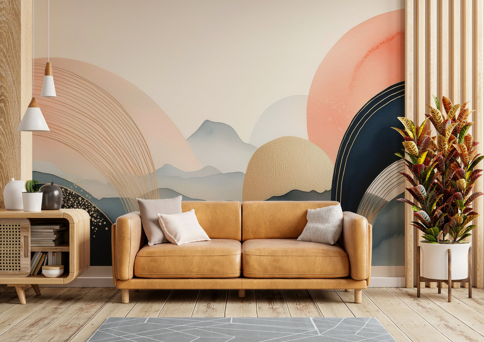Dreamy Skyscape Mural in Boho Style for Kids’ Walls

