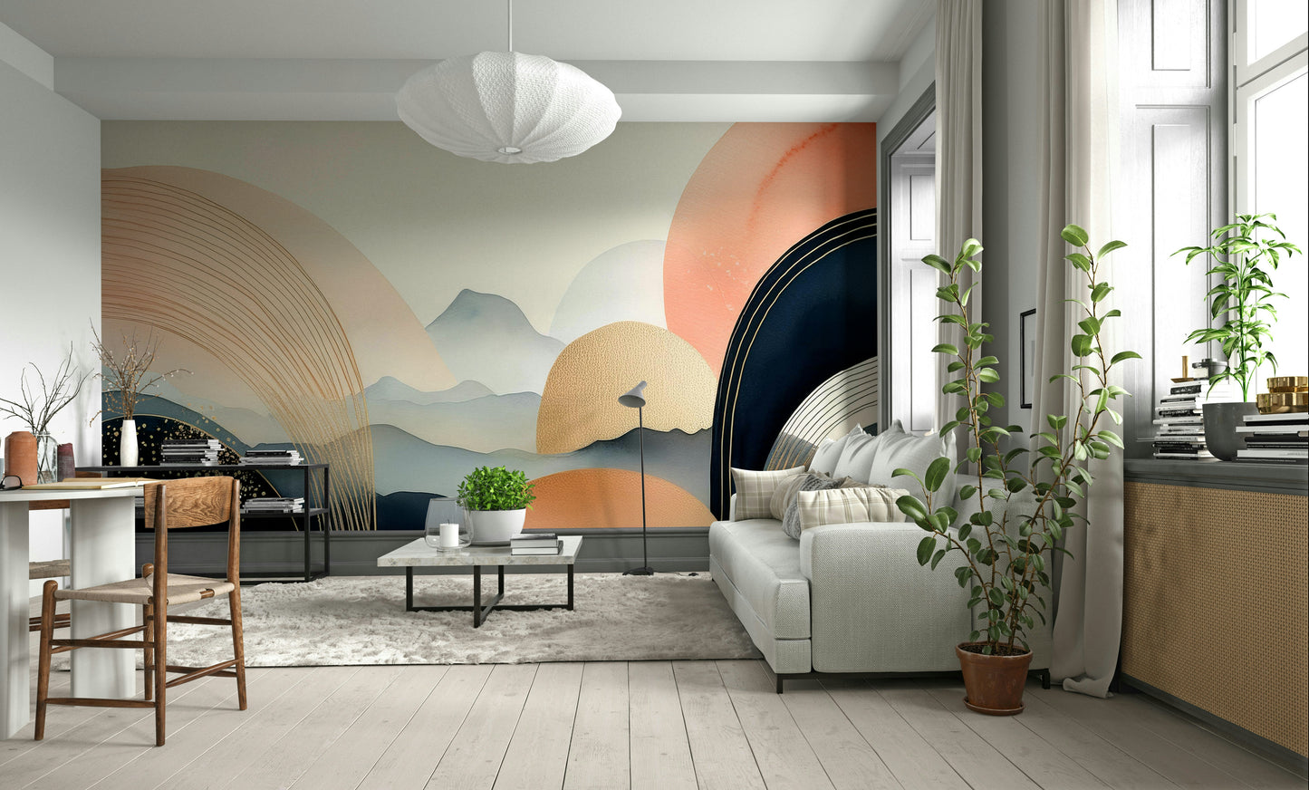 Boho Sky-Themed Mural for a Playful Kids' Room

