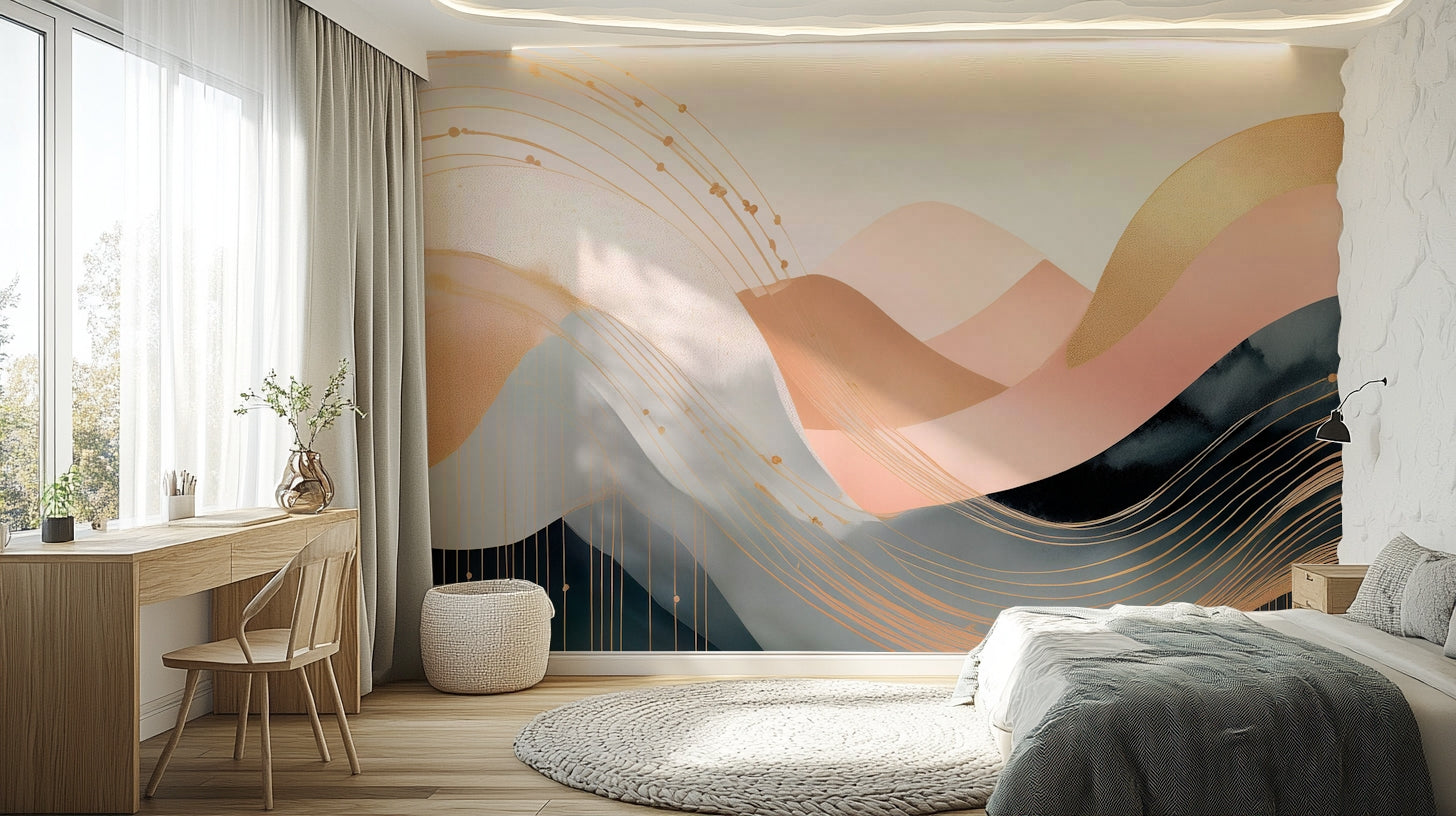 Waveform wall mural with Boho flair for children.

