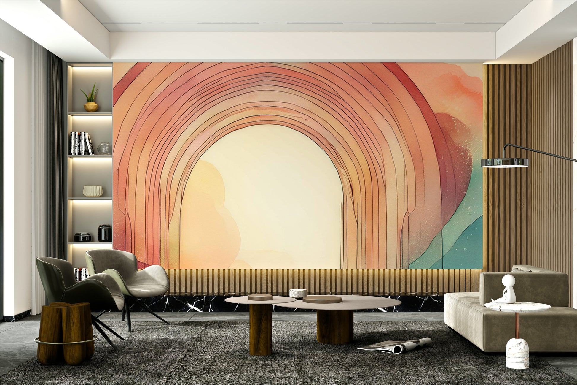 Stylish Rainbow Dream Portal Wall Mural for interiors.

