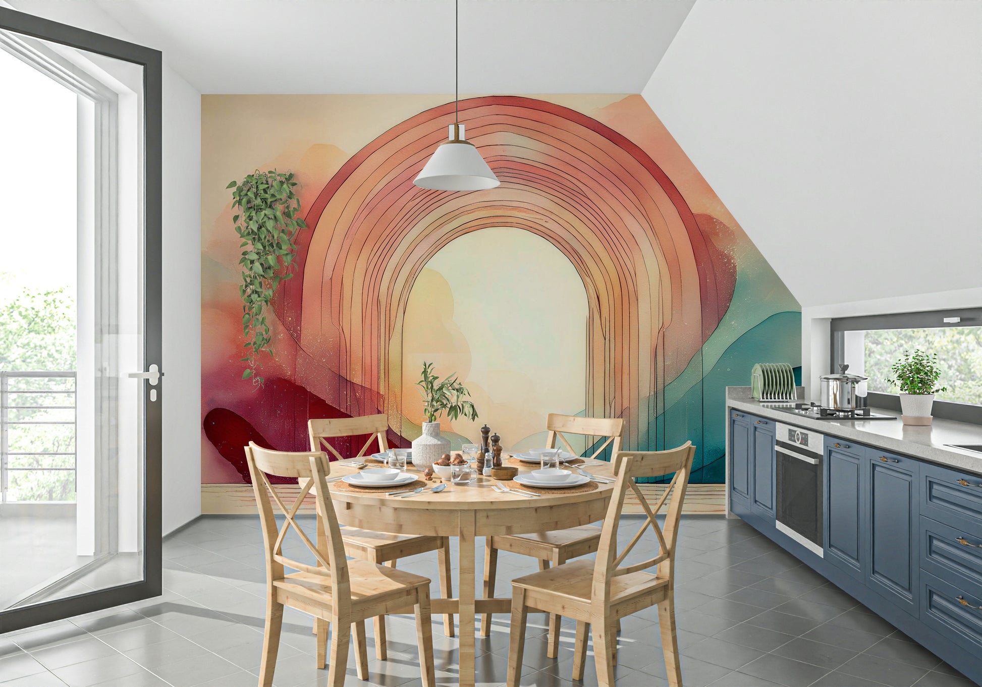 Transform your space with Rainbow Dream Portal Mural.

