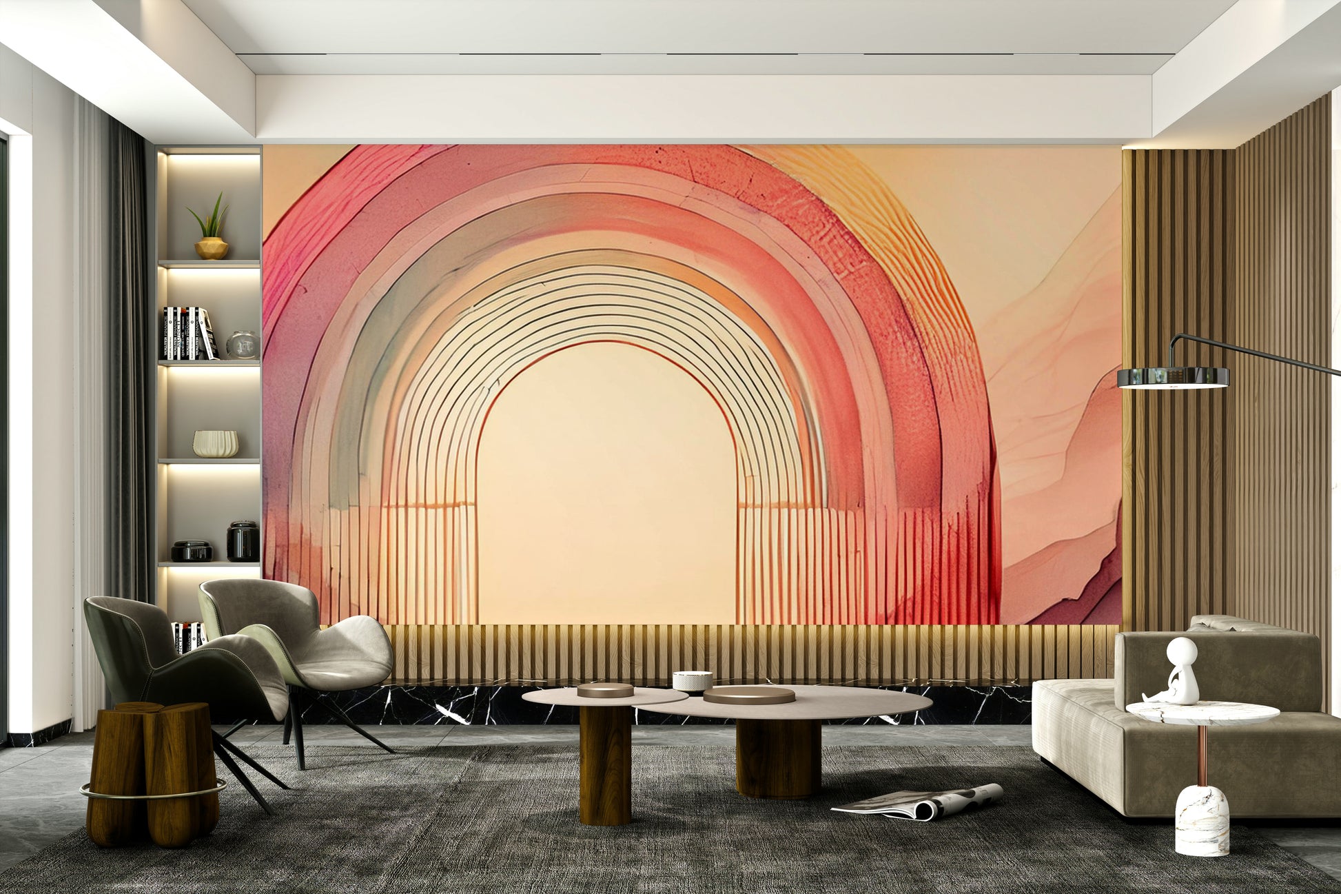 Elegant rainbow arches mural transforming your space

