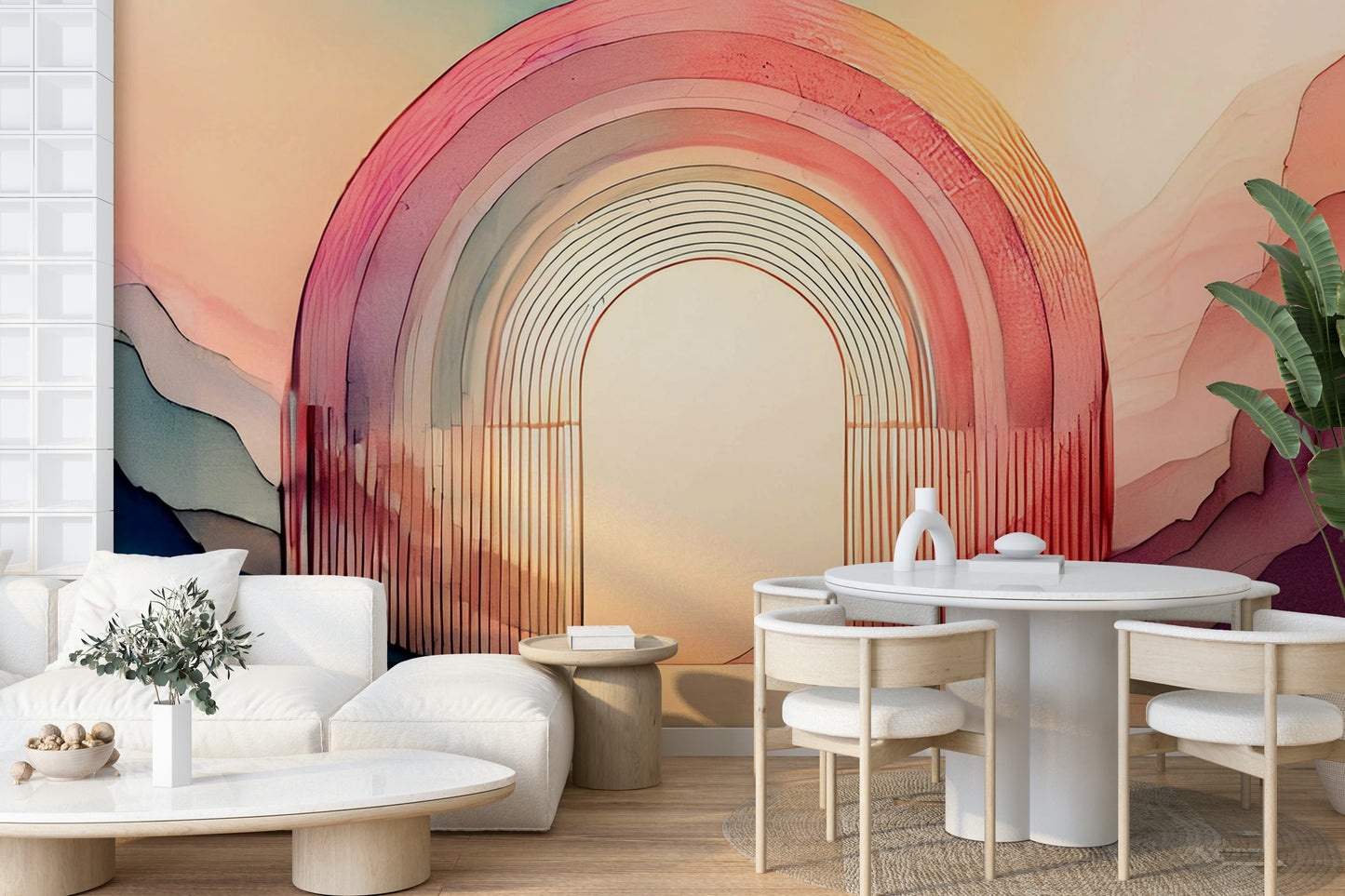 Beautiful rainbow arches wall mural for a cheerful vibe

