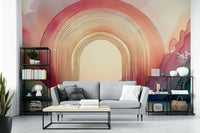 Playful and colorful rainbow mural for interiors.

